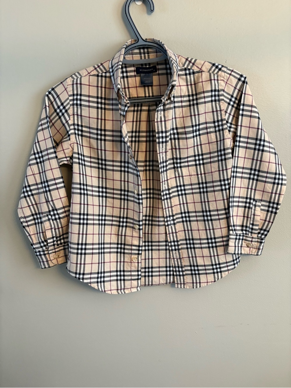 Burberry Beige Plaid Button-Up Shirt